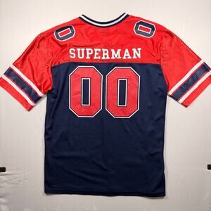DC Comics Superman #00 Football Jersey, Blue and Red, Size Large.